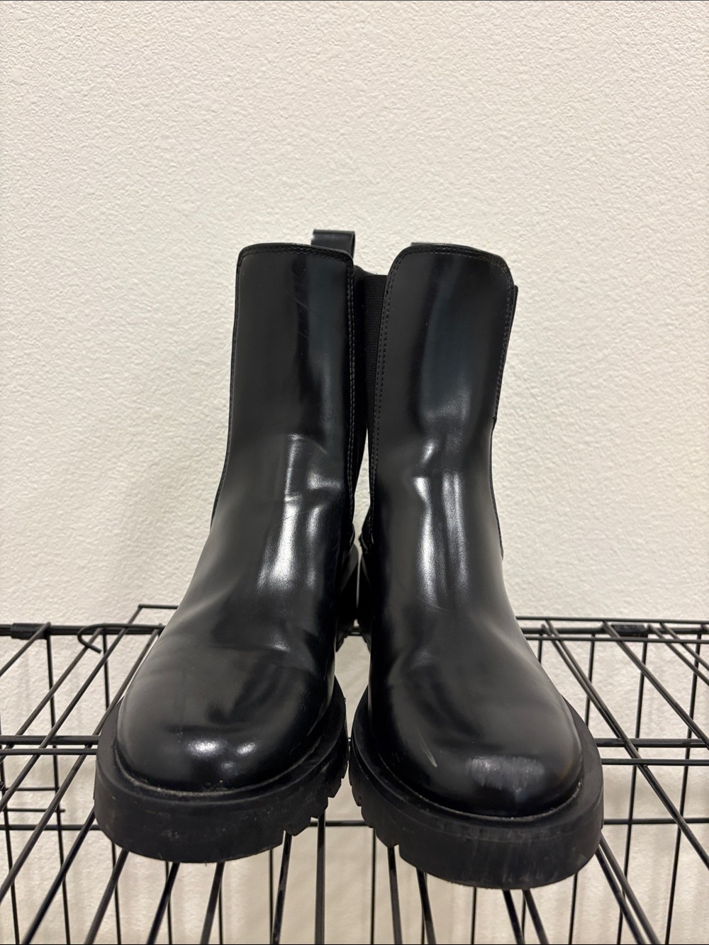 H&M Black Leather Combat Boots